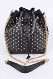 STUDDED BUCKET SHOULDER BAG